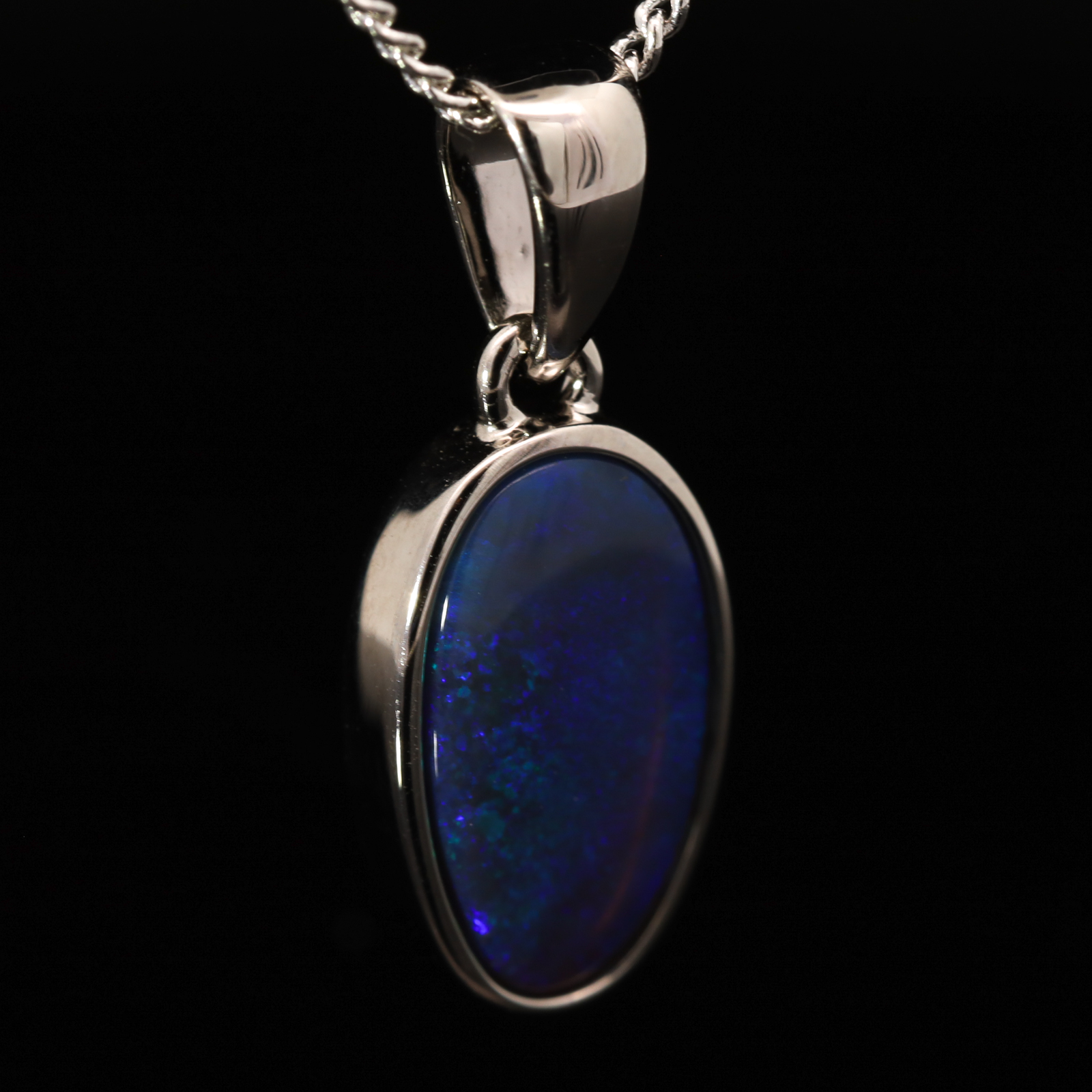 Sterling Silver Blue Green Purple Black Opal Pendant