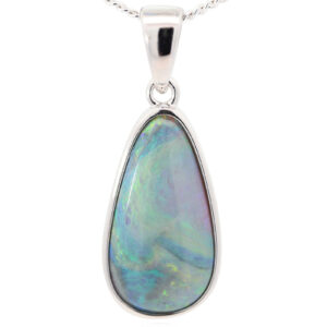 Sterling Silver Blue Green Black Opal Pendant