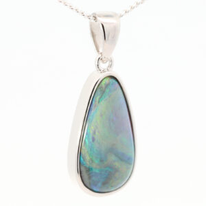 Sterling Silver Blue Green Black Opal Pendant