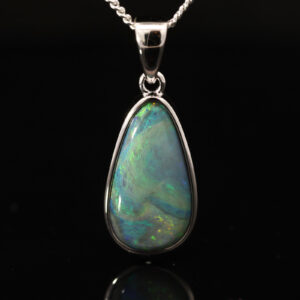 Sterling Silver Blue Green Black Opal Pendant