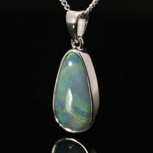 Sterling Silver Blue Green Black Opal Pendant