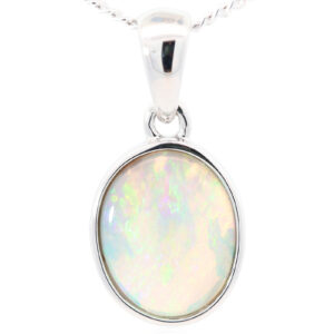 Sterling Silver Blue Green Yellow Orange Crystal Opal Pendant