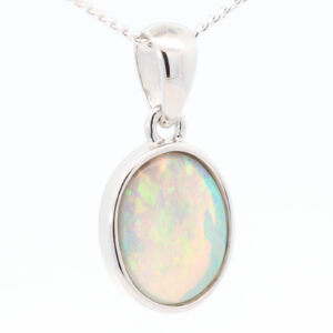 Sterling Silver Blue Green Yellow Orange Crystal Opal Pendant