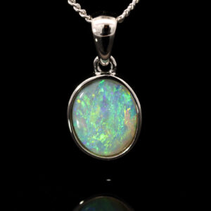 Sterling Silver Blue Green Yellow Orange Crystal Opal Pendant