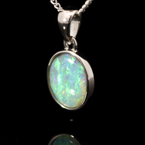 Sterling Silver Blue Green Yellow Orange Crystal Opal Pendant