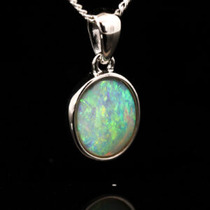 Sterling Silver Blue Green Yellow Orange Crystal Opal Pendant