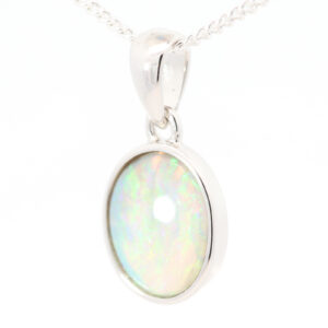 Sterling Silver Blue Green Yellow Orange Crystal Opal Pendant