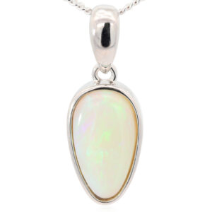 Sterling Silver Blue Green Yellow Crystal Opal Pendant