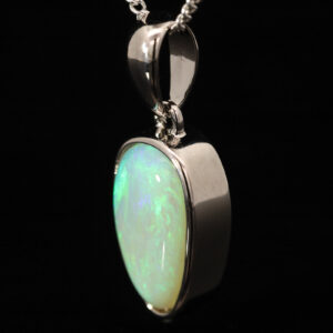 Sterling Silver Blue Green Yellow Crystal Opal Pendant