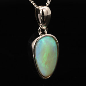 Sterling Silver Blue Green Yellow Crystal Opal Pendant
