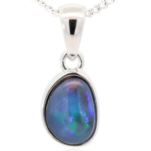 Sterling Silver Blue Green Purple Black Opal Pendant