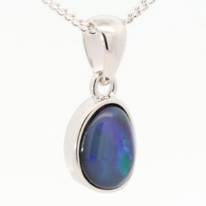 Sterling Silver Blue Green Purple Black Opal Pendant