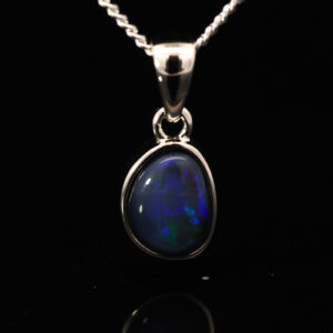 Sterling Silver Blue Green Purple Black Opal Pendant