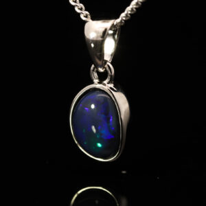 Sterling Silver Blue Green Purple Black Opal Pendant