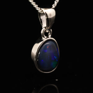 Sterling Silver Blue Green Purple Black Opal Pendant
