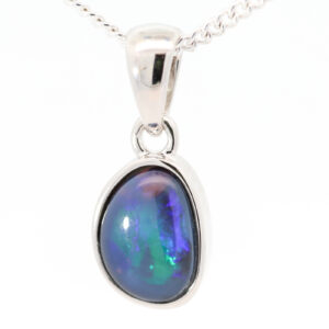 Sterling Silver Blue Green Purple Black Opal Pendant