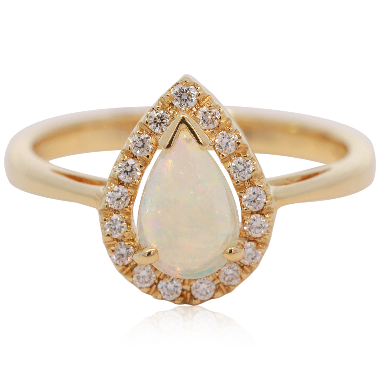 Yellow Gold Blue Green Yellow Orange Pink Crystal Opal and Diamond Ring