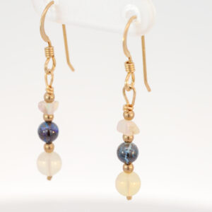 Yellow Gold-filled Blue Green Purple Crystal and Boulder Opal Earrings