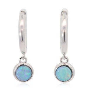 Sterling Silver Blue Green Crystal Opal Earrings