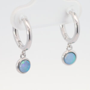 Sterling Silver Blue Green Crystal Opal Earrings