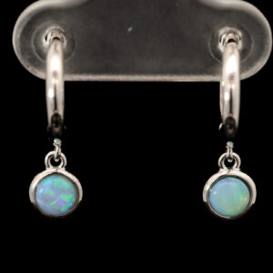 Sterling Silver Blue Green Crystal Opal Earrings