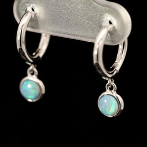 Sterling Silver Blue Green Crystal Opal Earrings