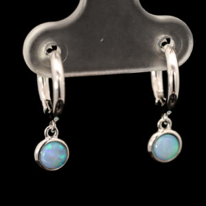 Sterling Silver Blue Green Crystal Opal Earrings