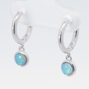 Sterling Silver Blue Green Crystal Opal Earrings