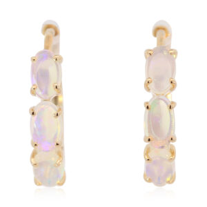 Yellow Gold-plated Blue Green Purple Crystal Opal Earrings