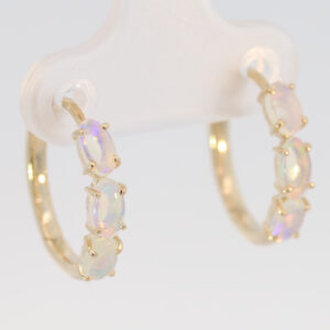 Yellow Gold-plated Blue Green Purple Crystal Opal Earrings