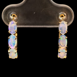Yellow Gold-plated Blue Green Purple Crystal Opal Earrings