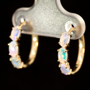 Yellow Gold-plated Blue Green Purple Crystal Opal Earrings