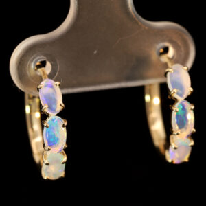 Yellow Gold-plated Blue Green Purple Crystal Opal Earrings