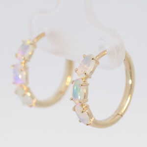 Yellow Gold-plated Blue Green Purple Crystal Opal Earrings