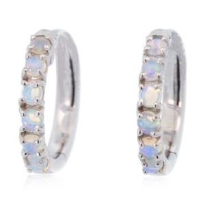 Sterling Silver Blue Green Crystal Opal Earrings