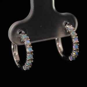 Sterling Silver Blue Green Crystal Opal Earrings