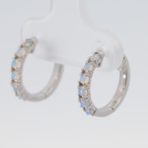 Sterling Silver Blue Green Crystal Opal Earrings