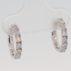 Sterling Silver Blue Green Crystal Opal Earrings