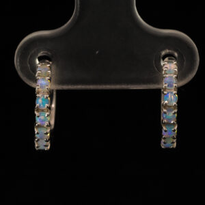 Sterling Silver Blue Green Crystal Opal Earrings