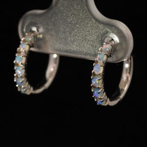 Sterling Silver Blue Green Crystal Opal Earrings