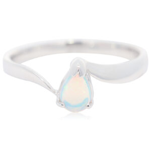 White Gold Blue Green Crystal Opal Ring