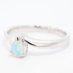 White Gold Blue Green Crystal Opal Ring