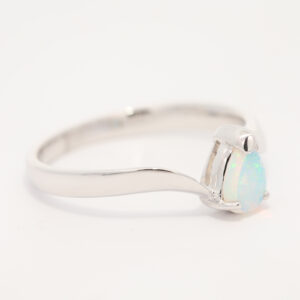 White Gold Blue Green Crystal Opal Ring