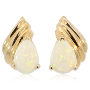 Yellow Gold Blue Green Yellow Orange Pink Crystal Opal Earrings