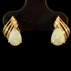 Yellow Gold Blue Green Yellow Orange Pink Crystal Opal Earrings