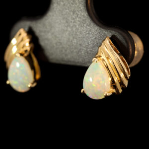 Yellow Gold Blue Green Yellow Orange Pink Crystal Opal Earrings