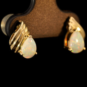 Yellow Gold Blue Green Yellow Orange Pink Crystal Opal Earrings
