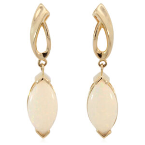 Yellow Gold Blue Green Yellow Orange Crystal Opal Earrings