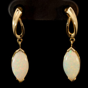 Yellow Gold Blue Green Yellow Orange Crystal Opal Earrings