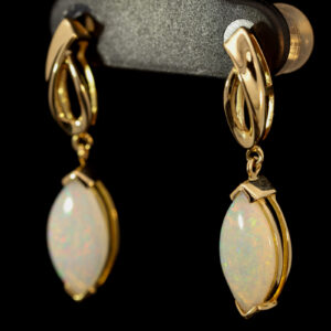 Yellow Gold Blue Green Yellow Orange Crystal Opal Earrings